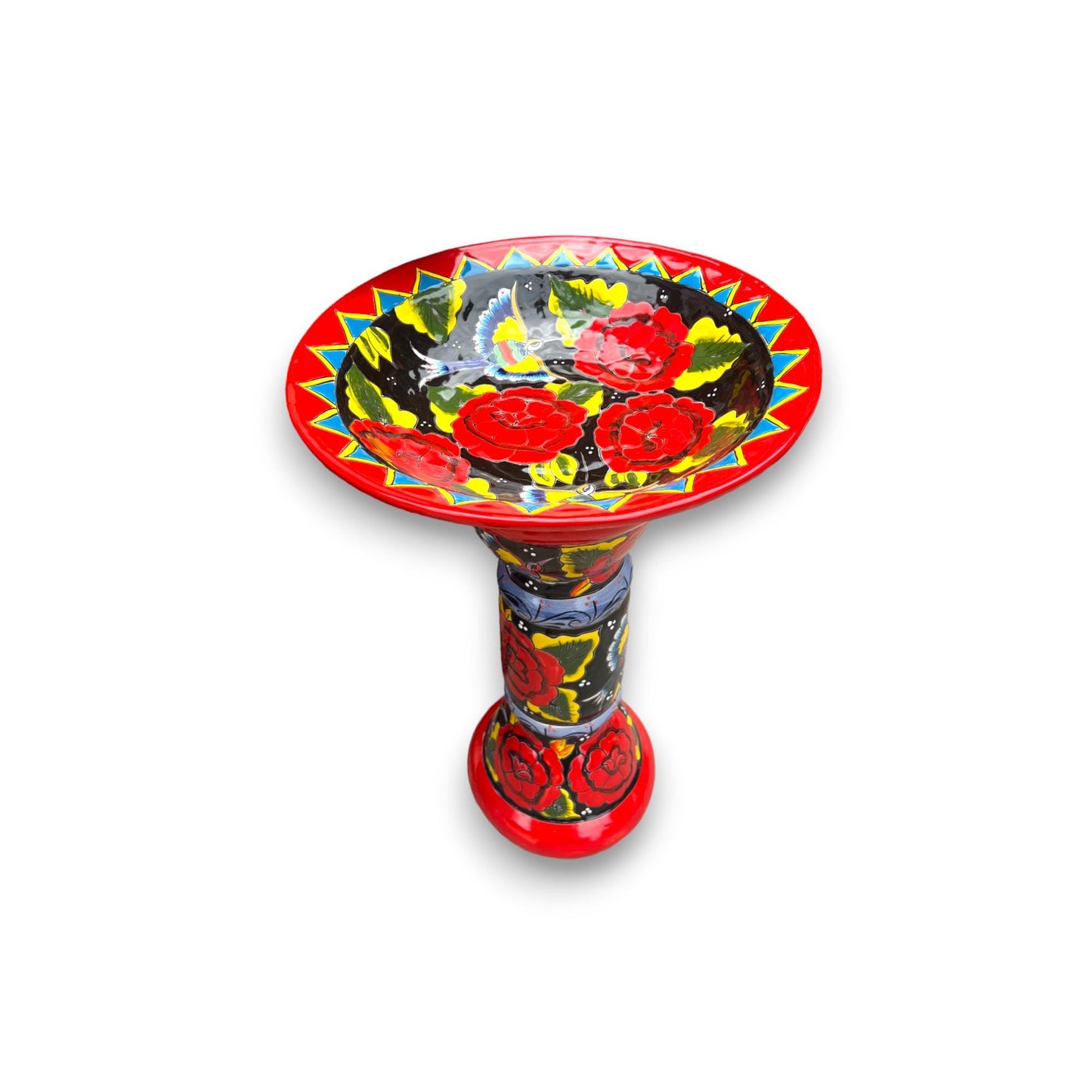 Handmade Talavera Bird Bath | Authentic Mexican Artwork (20” Diameter)