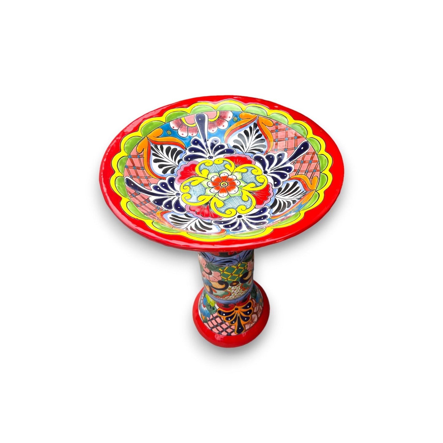 Handmade Talavera Bird Bath | Authentic Mexican Artwork (20” Diameter)