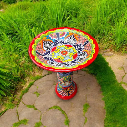 Handmade Talavera Bird Bath | Authentic Mexican Artwork (20” Diameter)