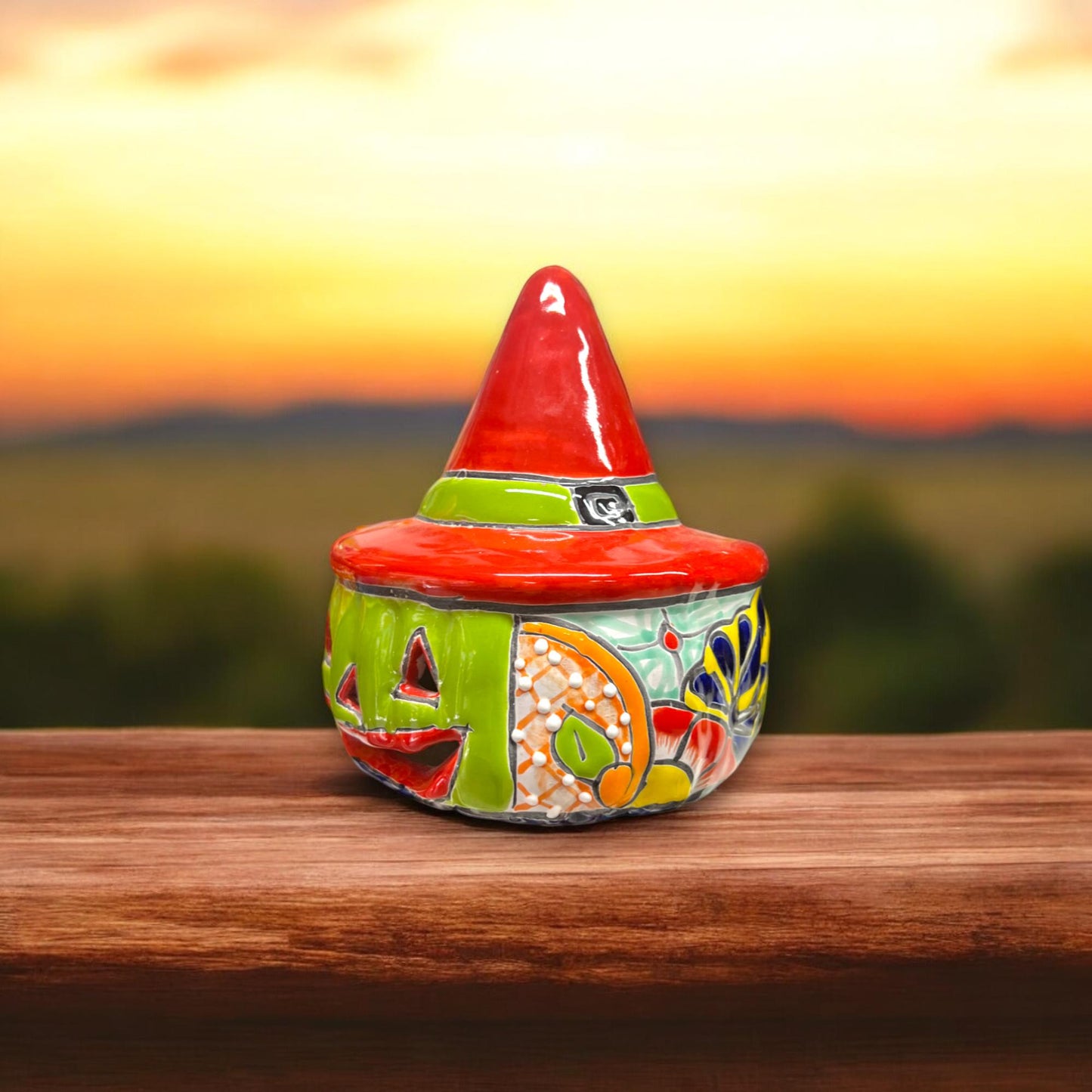 Talavera Pumpkin | Handcrafted Mexican Ceramic Jack-o'-Lantern