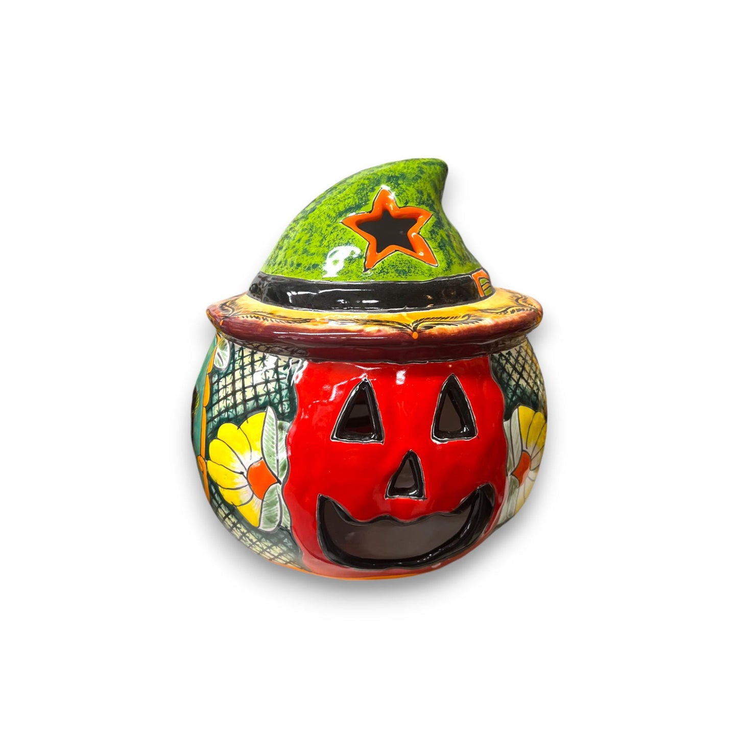 Handcrafted Talavera Pumpkin | Mexican Ceramic Jack-o'-Lantern Halloween Decor