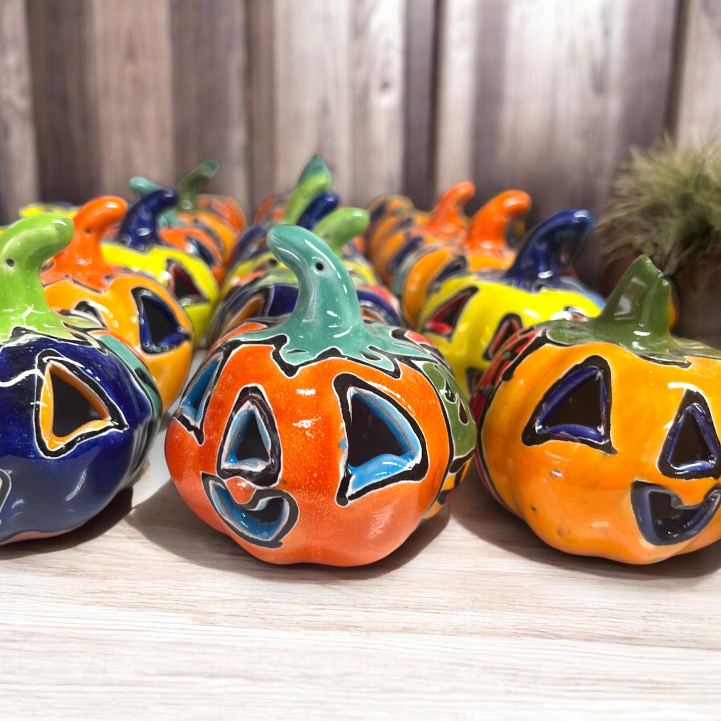 Handcrafted Talavera Pumpkin | Mexican Jack-o'-Lantern Art for Home Decor