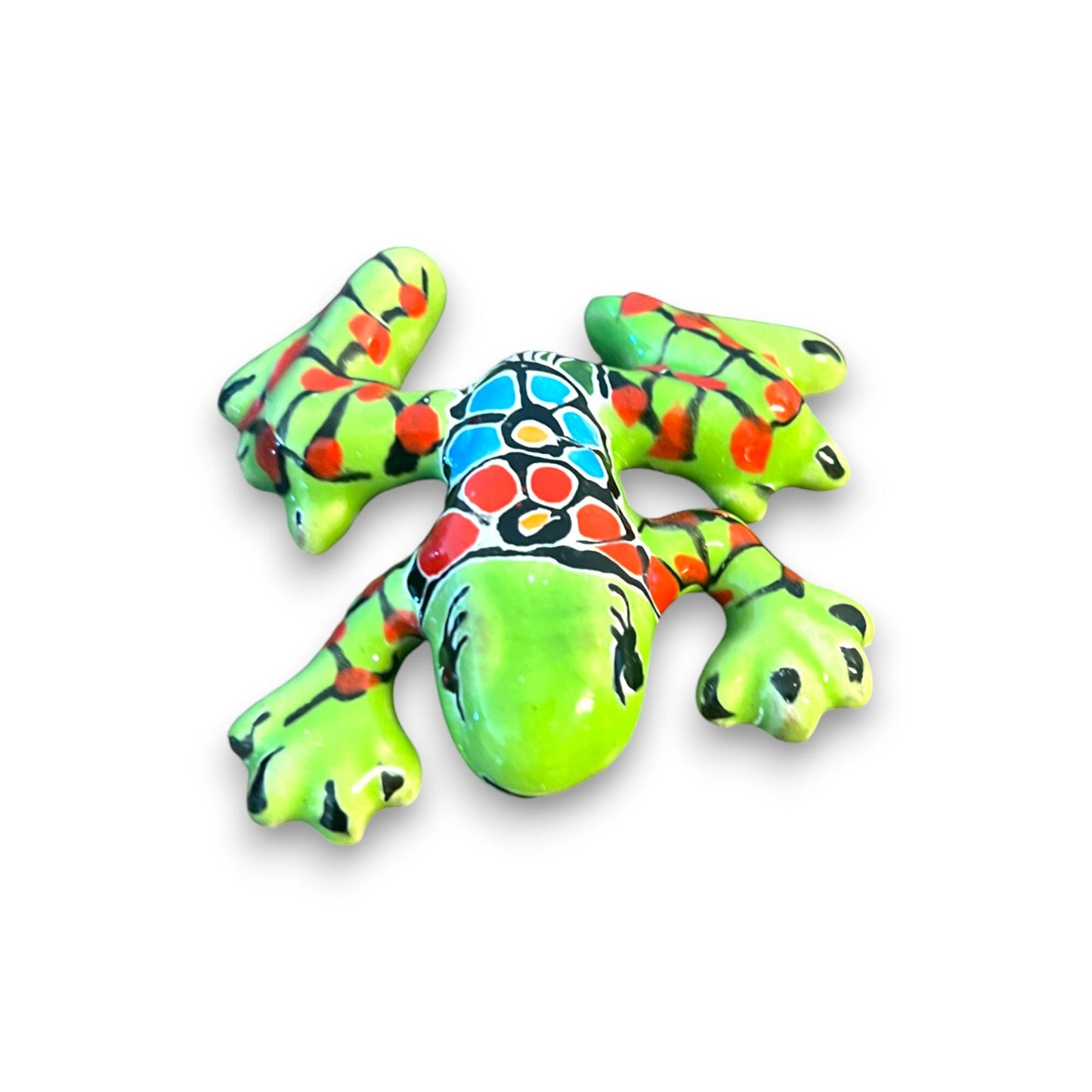 Colorful Handmade Talavera Frog Figurine | Small Mexican Hand-Painted Decor