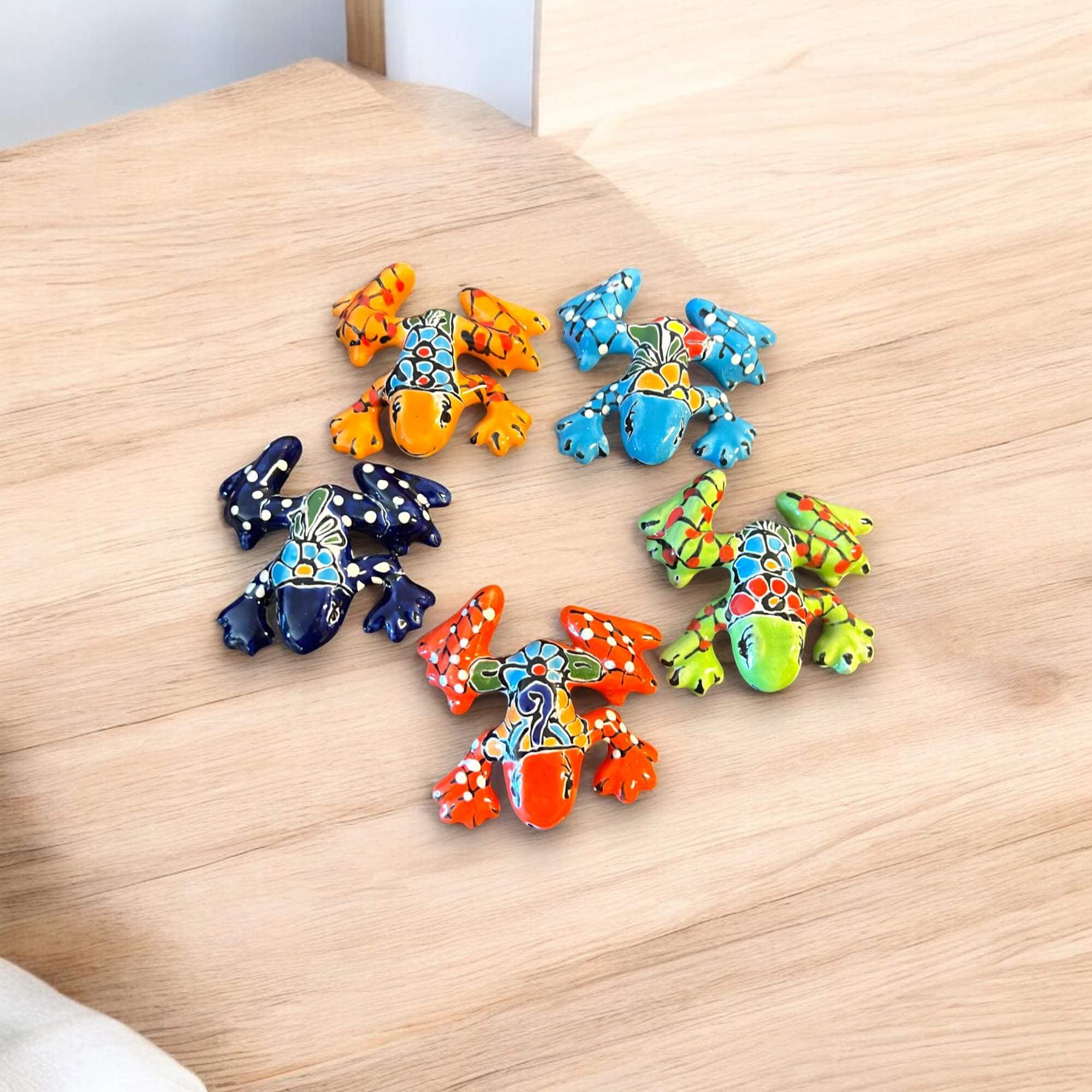 Colorful Talavera Frog Figurine | Hand-Painted Decor