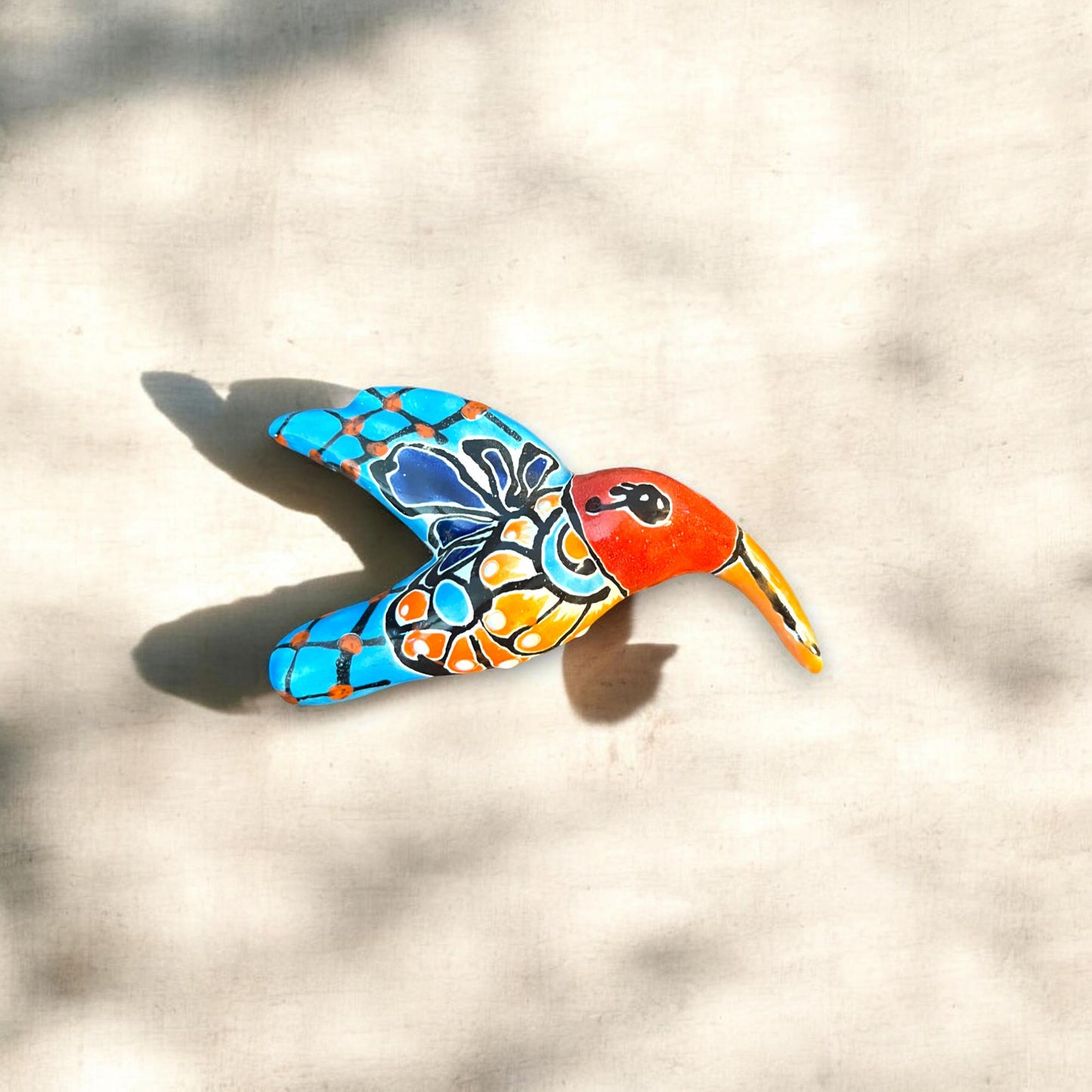 Talavera Hummingbird Figurine | Small Hand-Painted Decor