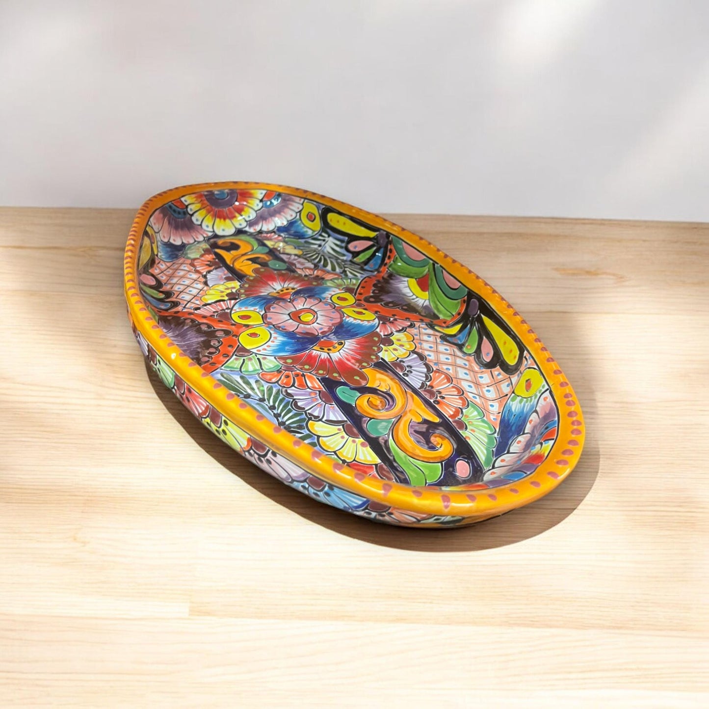 Hand-Painted Talavera Oval Serving Platter | Mexican Ceramic Kitchenware