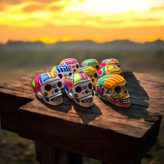 Hand-Painted Guerrero Skull | Colorful Mexican Artisan Statue