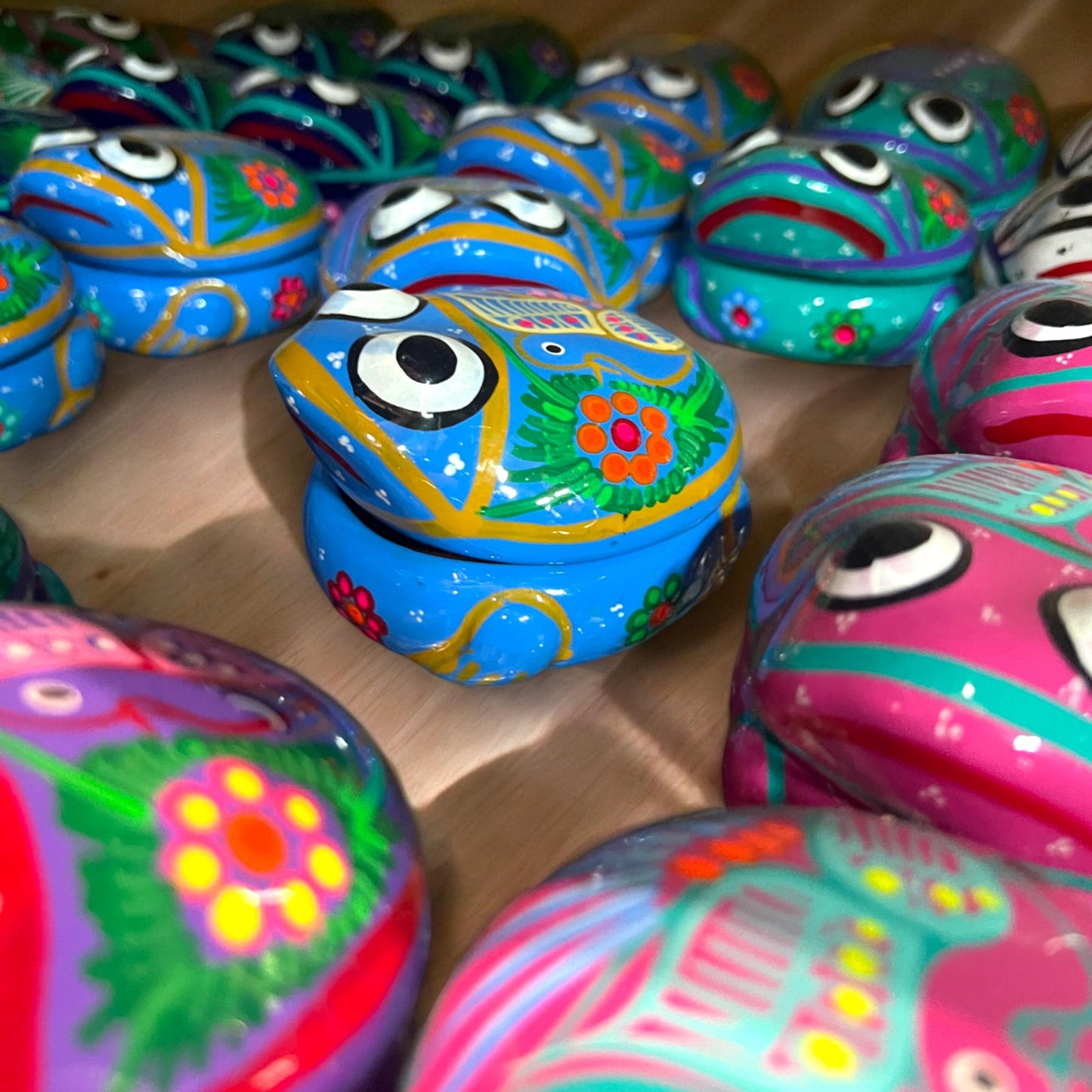 Handmade Talavera Frog Jewelry Box | Mexican Ceramic Earring Holder and Trinket Keeper