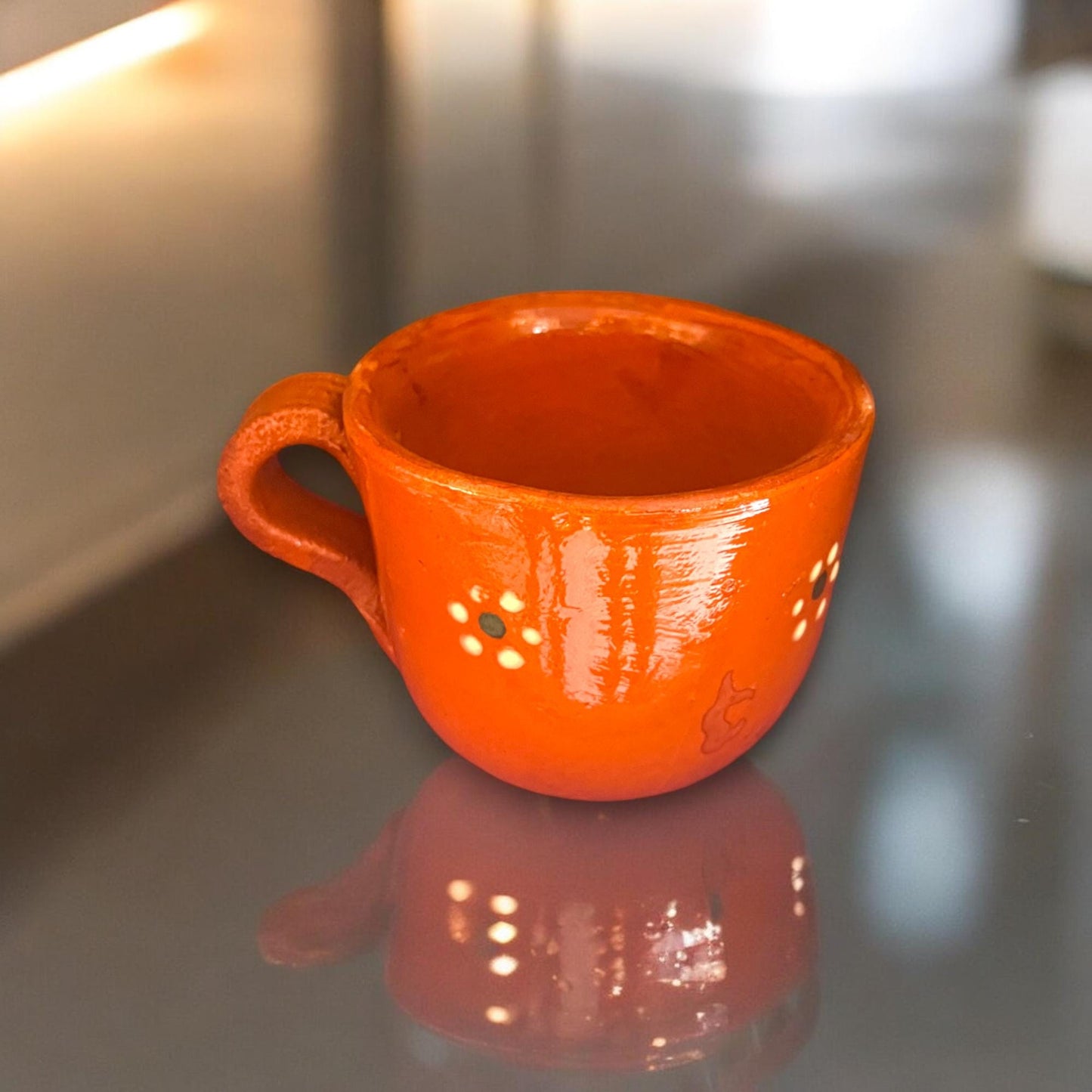 Handmade Terracotta Tea Cup | Hand-Painted Mexican Barro Jarrito