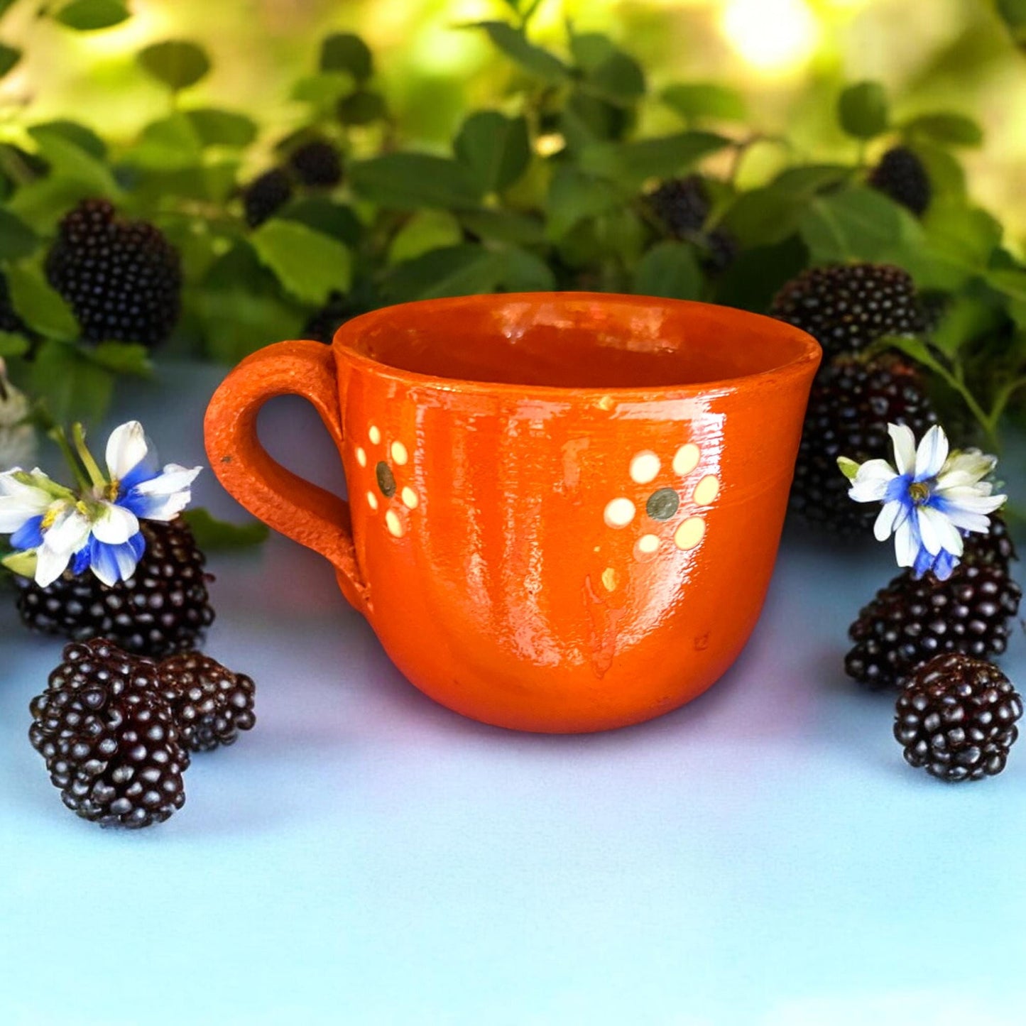 Handmade Terracotta Tea Cup | Hand-Painted Mexican Barro Jarrito