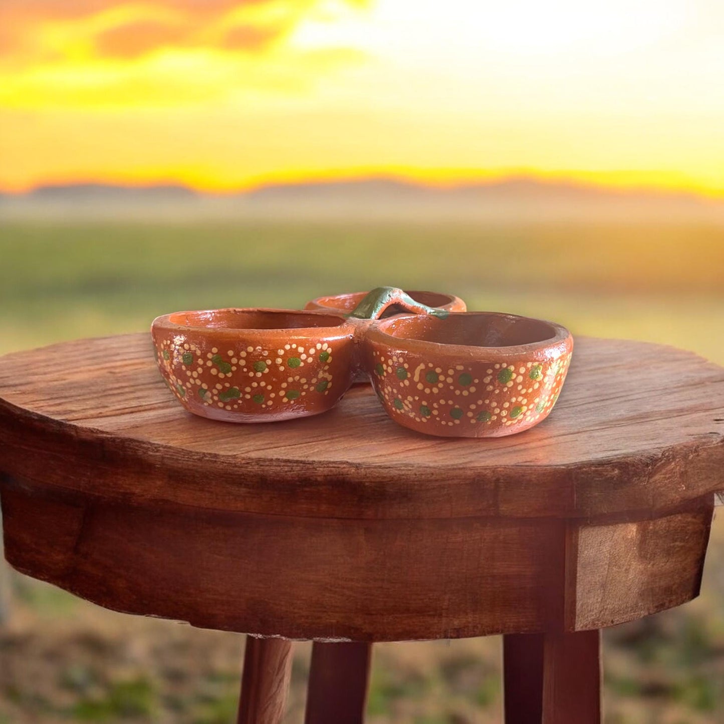 Terracotta Appetizer Tray | 3-Piece Hand-Painted Mexican Set