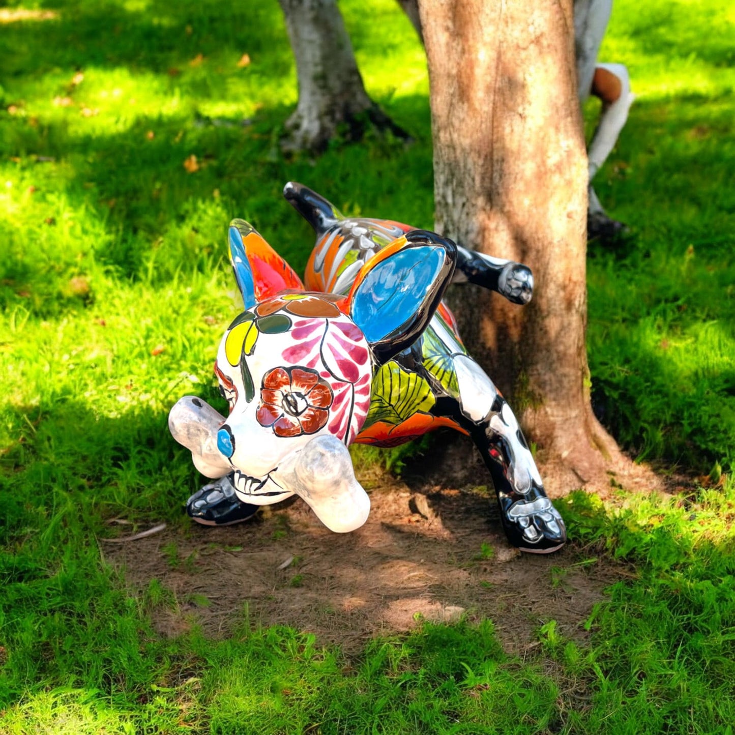 Talavera Chihuahua Figurine | Day of the Dead Ofrenda Pottery