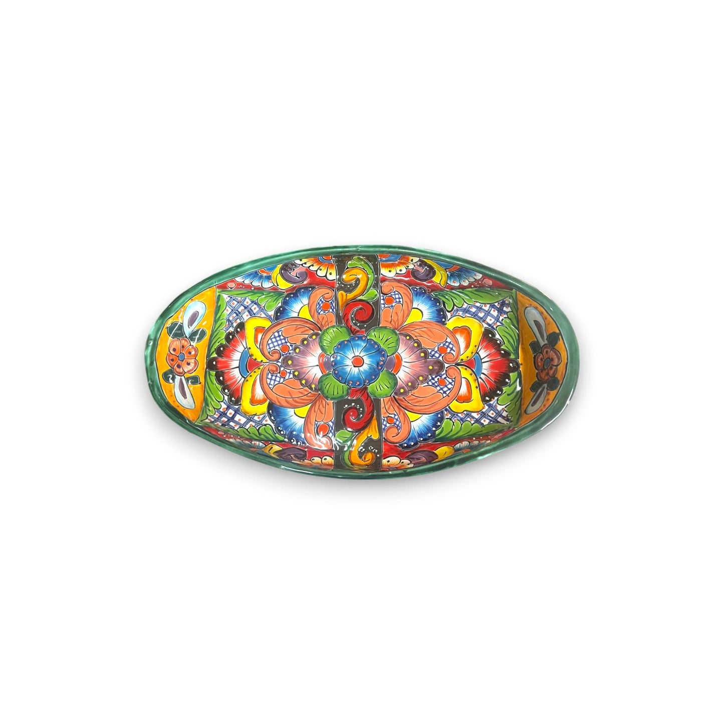 Hand-Painted Talavera Oval Serving Platter | Mexican Ceramic Kitchenware