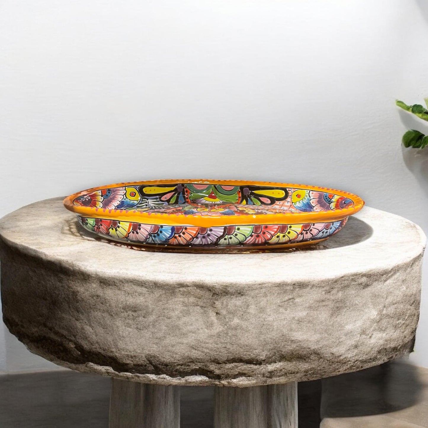 Hand-Painted Talavera Oval Serving Platter | Mexican Ceramic Kitchenware