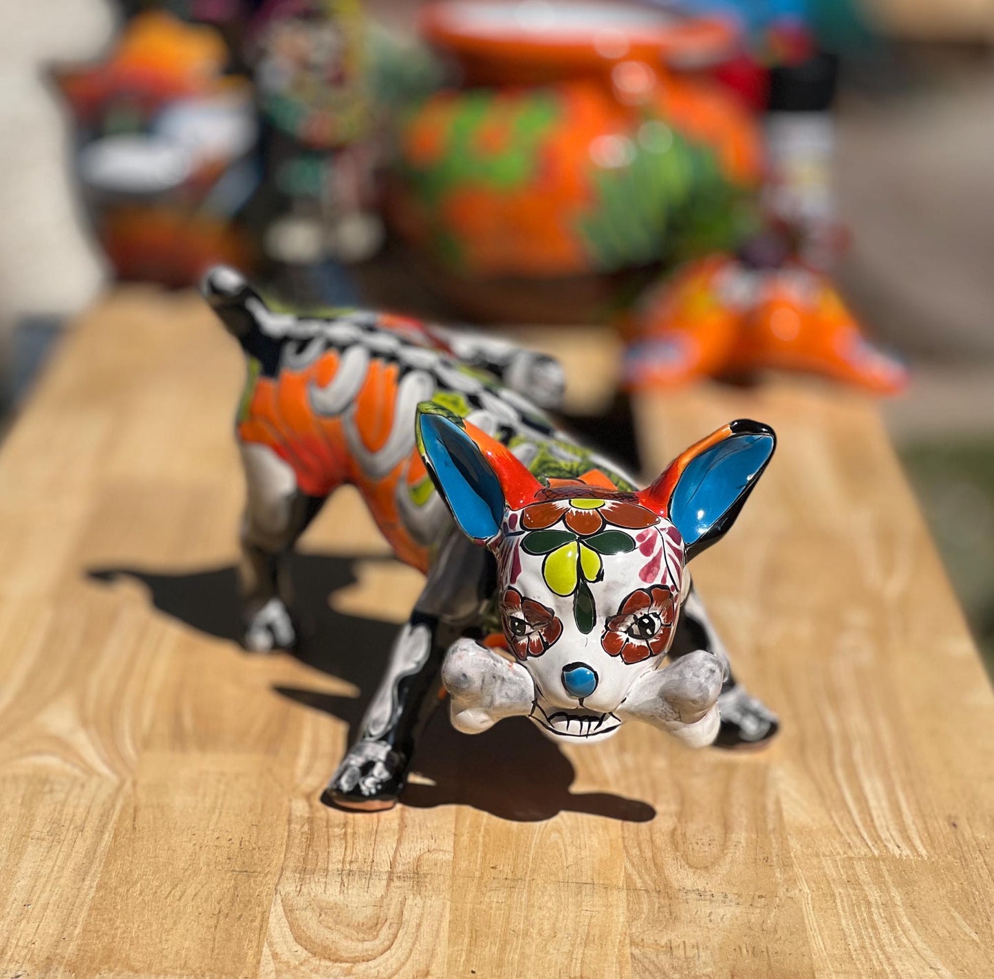 Talavera Chihuahua Figurine | Day of the Dead Ofrenda Pottery