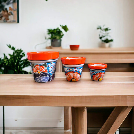 Colorful Talavera Flower Pot Set | Hand-Painted