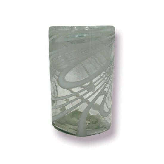Hand-Blown Mexican Glass | White Swirl Design