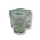 White Swirl Hand-Blown Mexican Glass | Artisan Drinkware - set of 4 clear lead-free glasses with soft white swirl pattern, hand-blown in Guanajuato