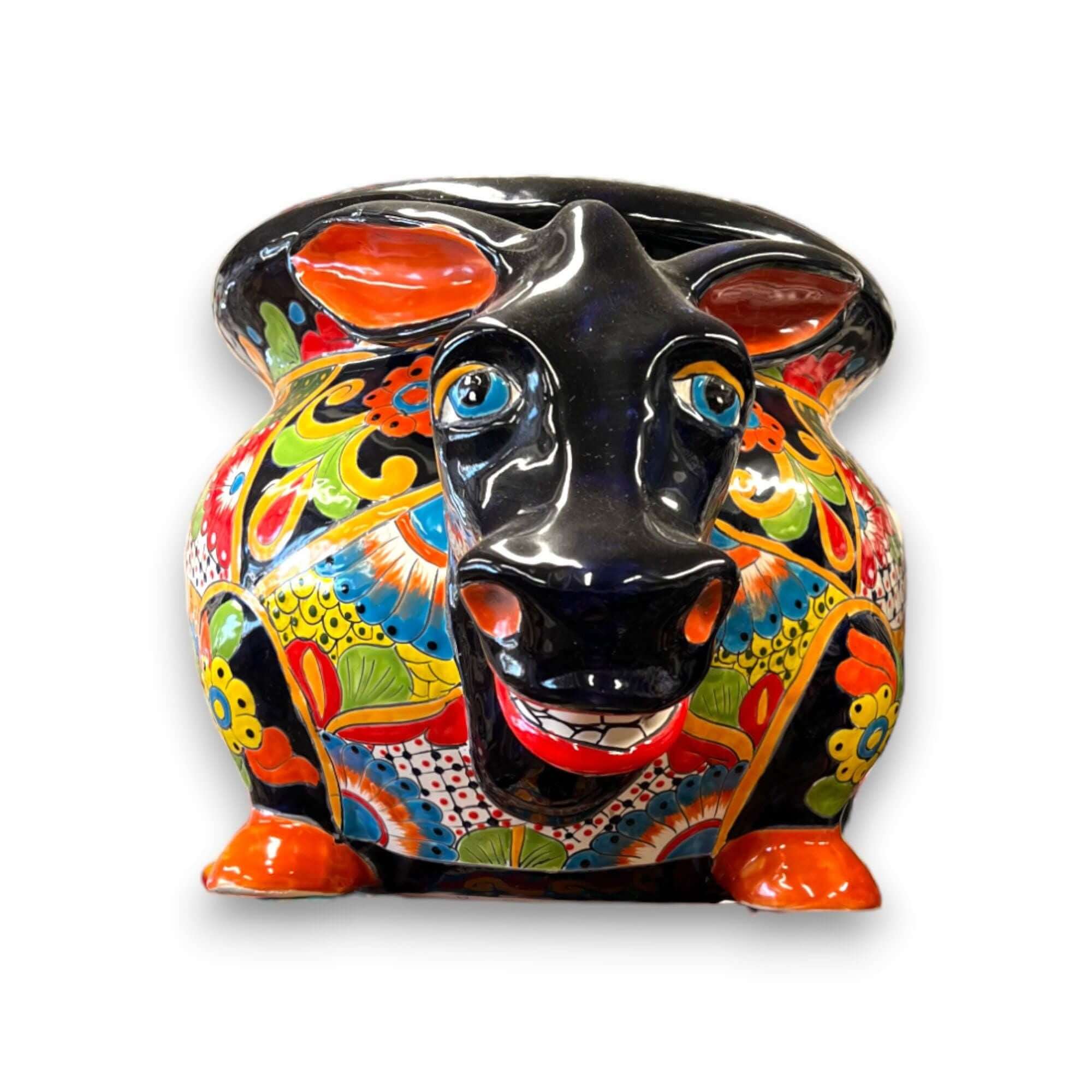 HUGE XL Talavera Donkey Planter | Colorful Hand-Painted Mexican Burro Pottery