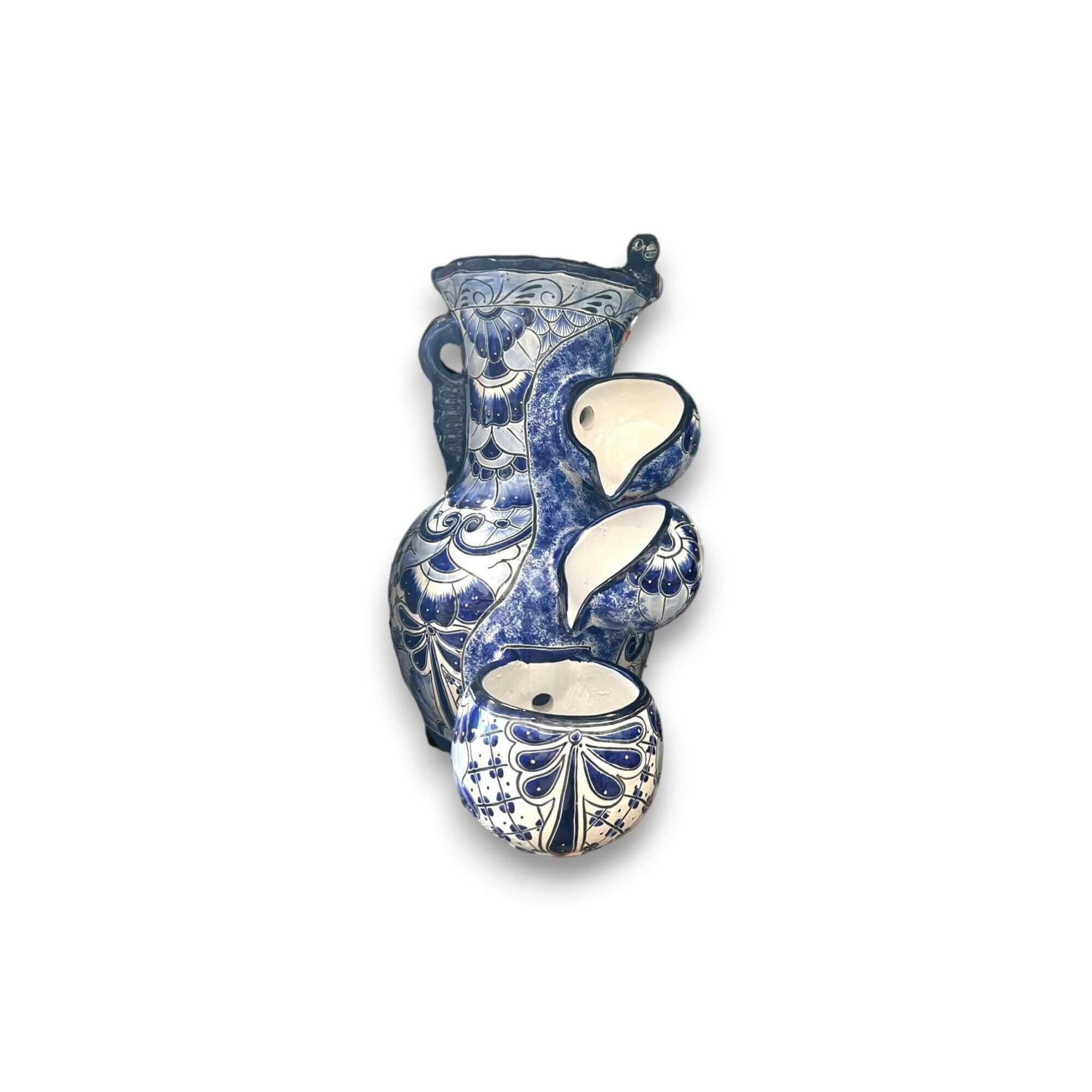 Handmade Talavera Wall Fountain - Blue & White Decor