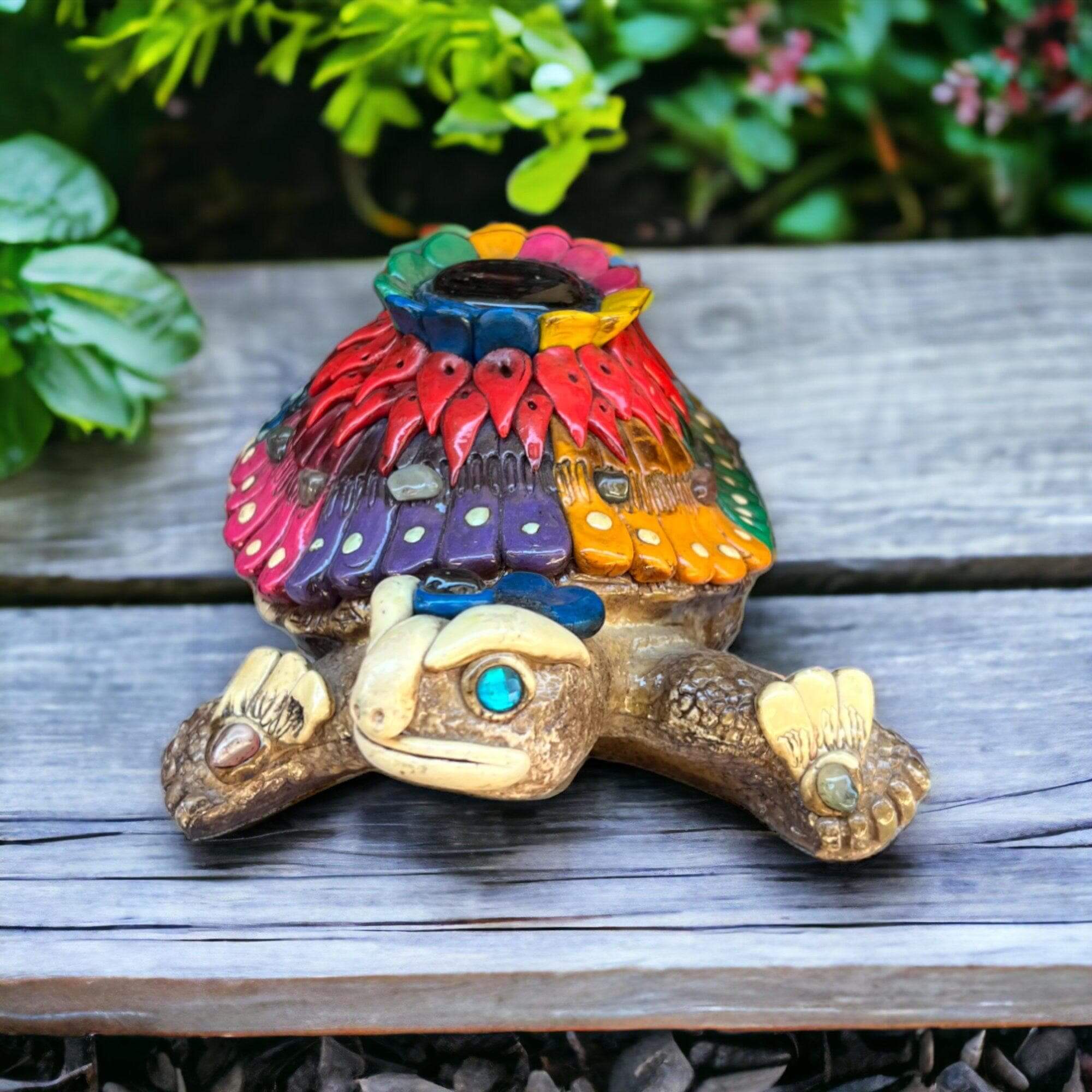 Artisan Aztec Turtle Statue - Small Cultural Decor