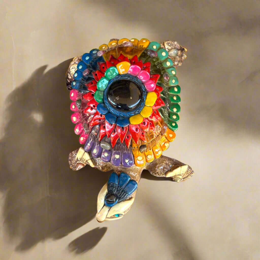 Artisan Aztec Turtle Statue - Small Cultural Decor