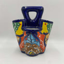 Talavera Utensil Holder | Colorful Handcrafted Mexican Organizer hand-painted blue, orange, green Talavera countertop utensil organizer