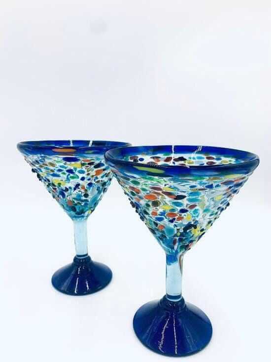 Handcrafted Confetti Rock Martini Glass | Fiesta Elegance