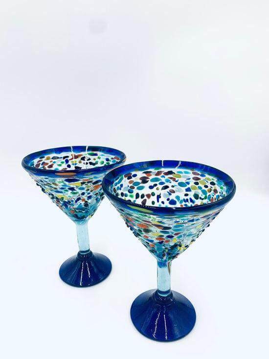 Handcrafted Confetti Rock Martini Glass | Fiesta Elegance