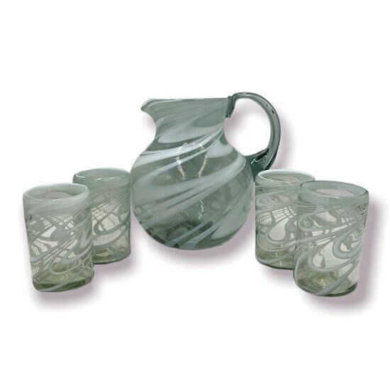 Hand-Blown Mexican Glass | White Swirl Design