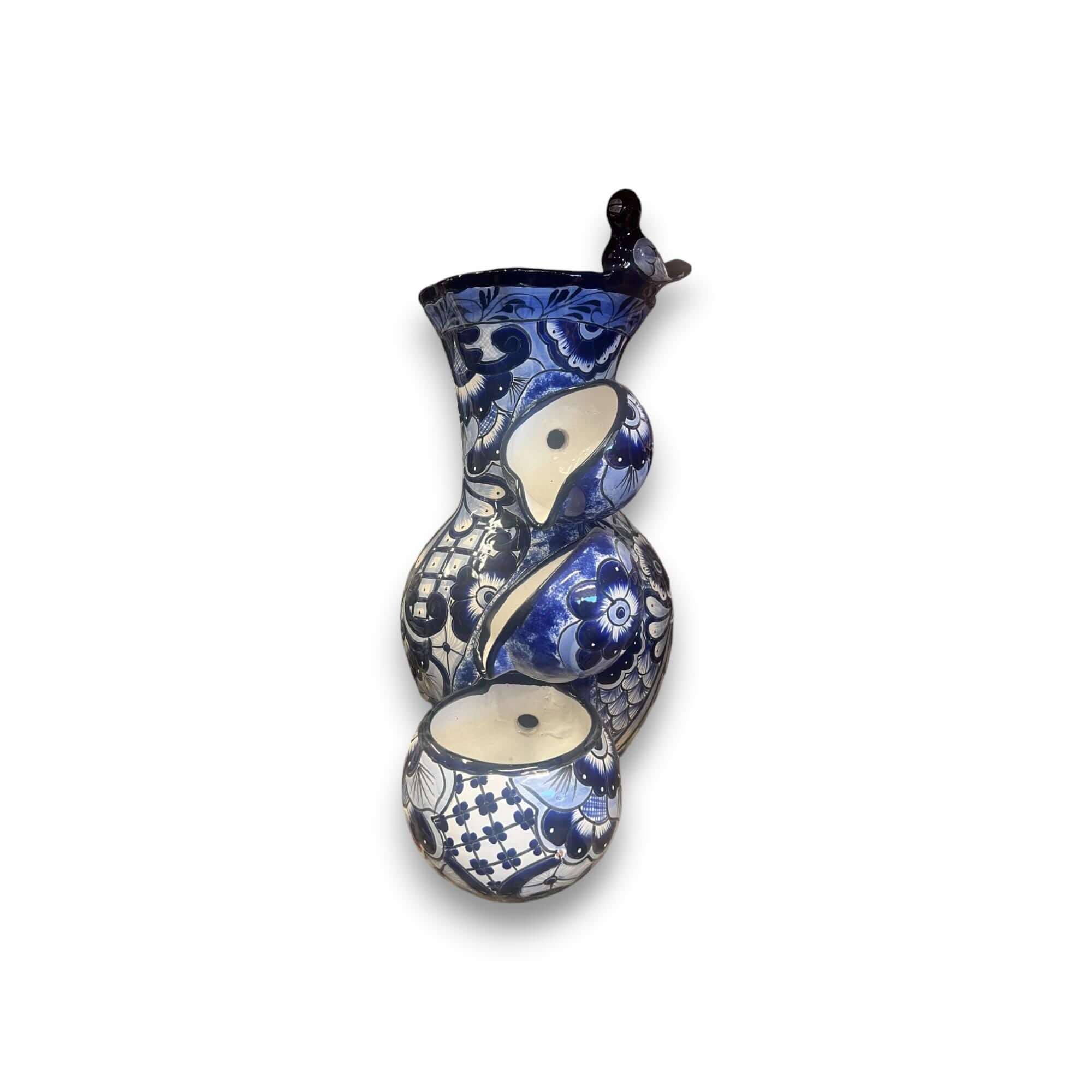 Handmade Talavera Wall Fountain - Blue & White Decor