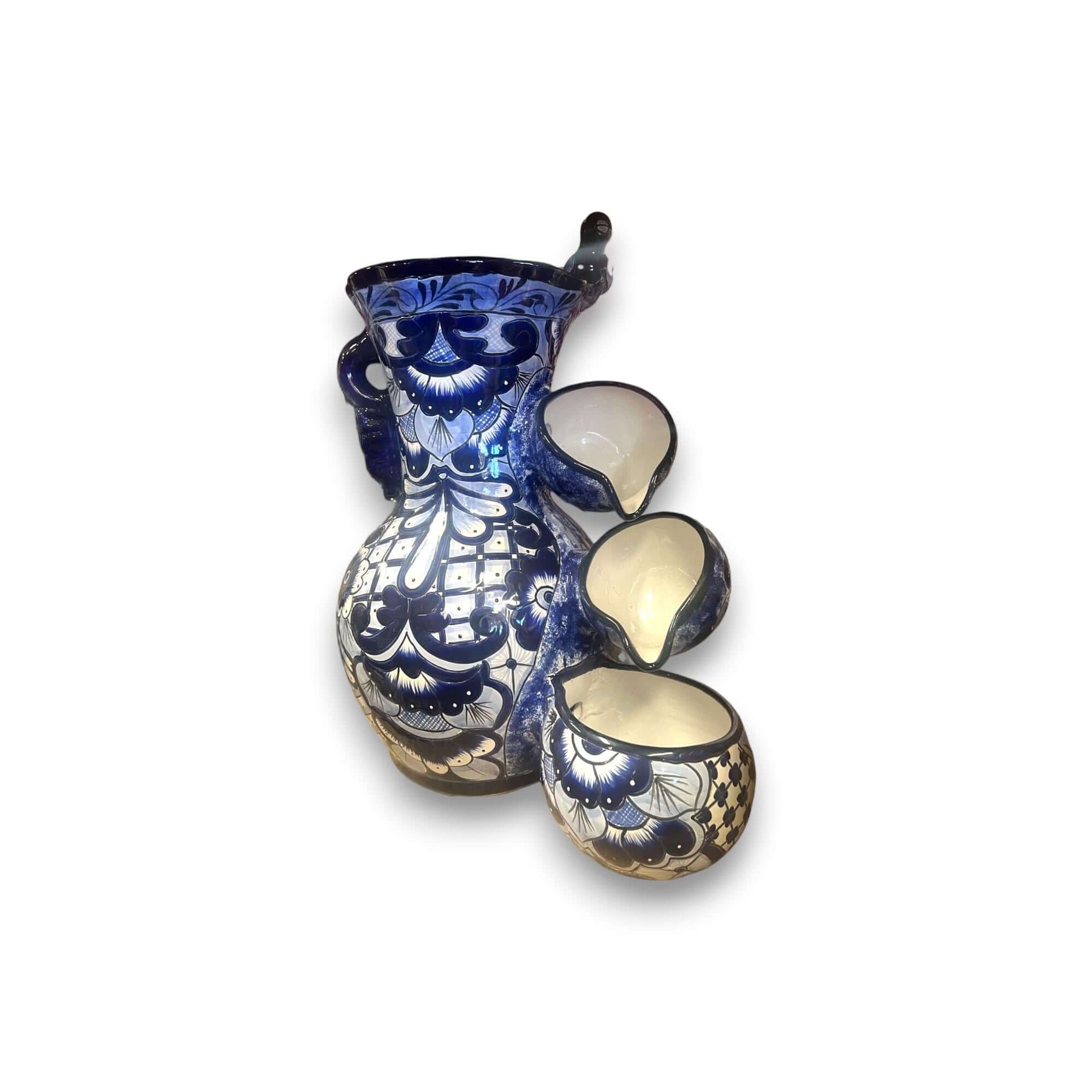 Handmade Talavera Wall Fountain - Blue & White Decor