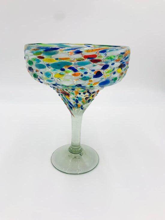 Hand Blown Mexican Margarita Glass - Vibrant Design