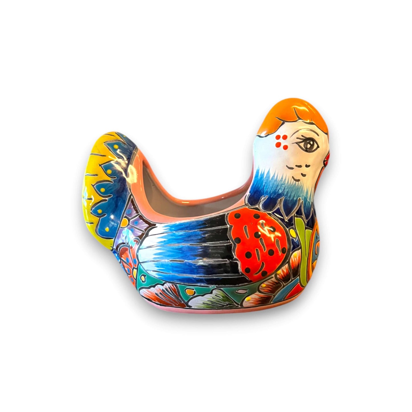 Colorful Talavera Chicken Planter | Handcrafted Decor