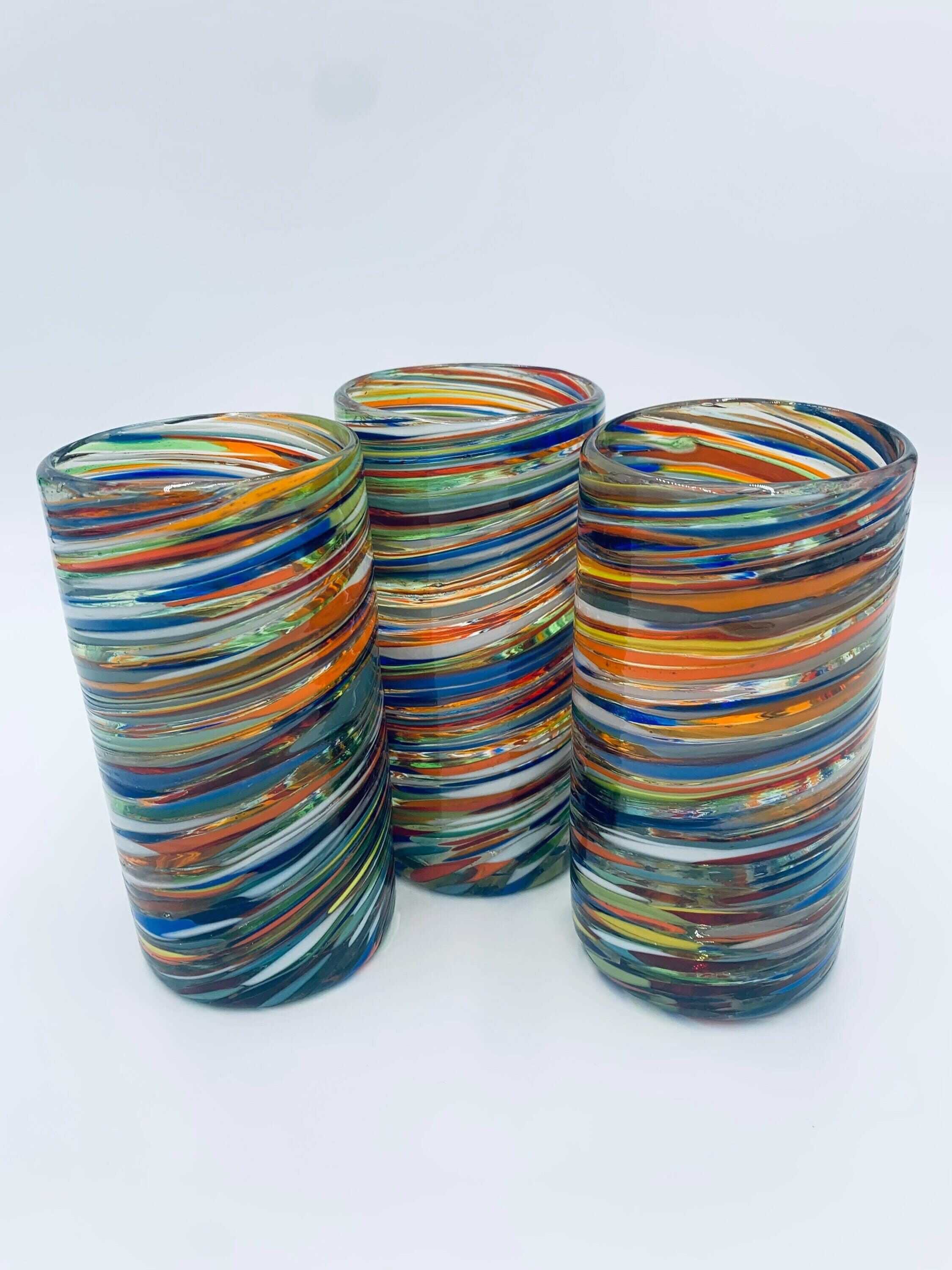 Colorful Hand-Blown Tumbler | Confetti Swirl Glass