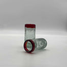 Hand-Blown Crackled Shot Glass | Red Rim Mexican Barware - two hand-blown crackled glasses with vibrant red rims on white background