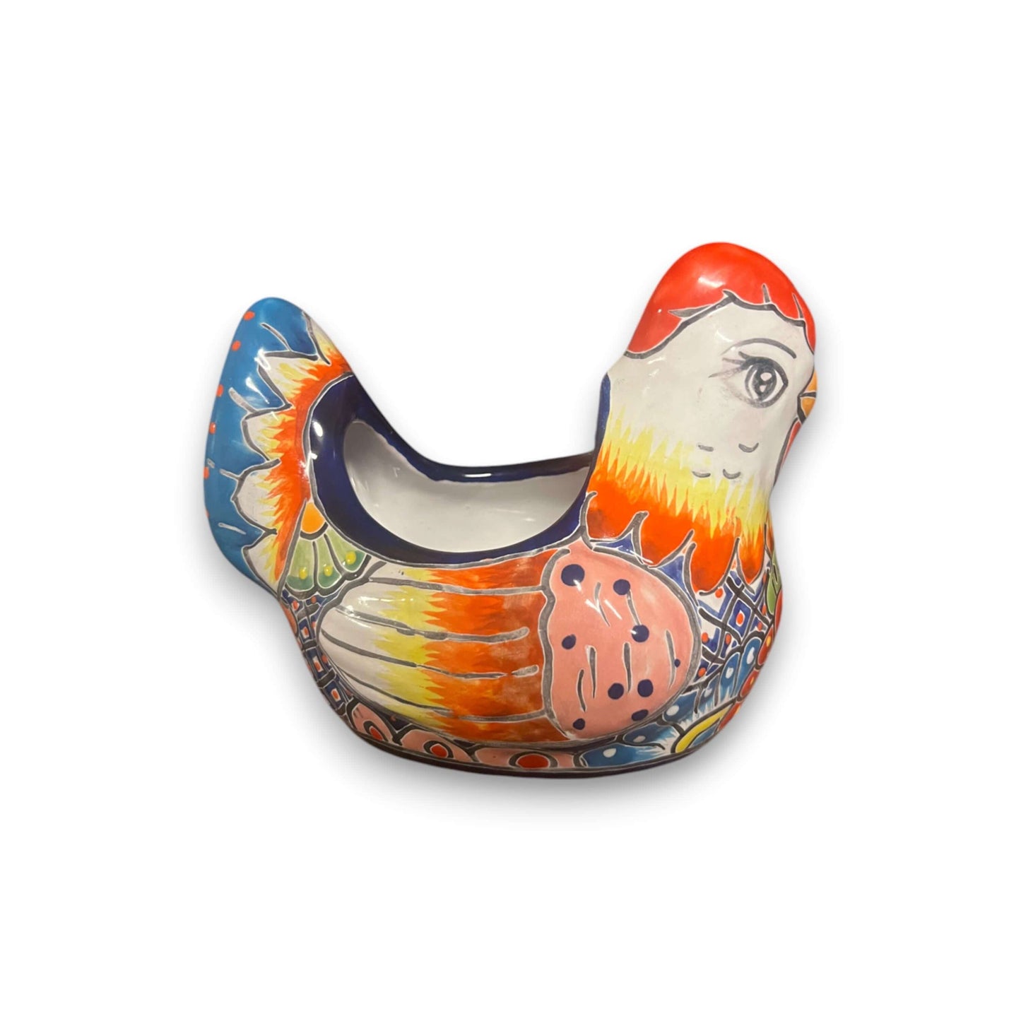Colorful Talavera Chicken Planter | Handcrafted Decor