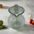 Mexican Hand Blown Glass Pitcher | Confetti Rim hand-blown lead-free glass pitcher with multicolor confetti rim, artisan-made in Guanajuato, Mexico