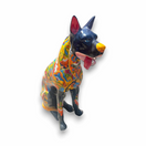 Huge Talavera Dog Statue | Colorful Mexican Ceramic Statue - hand-painted kiln-fired Talavera dog sculpture from Guanajuato, vibrant garden decor