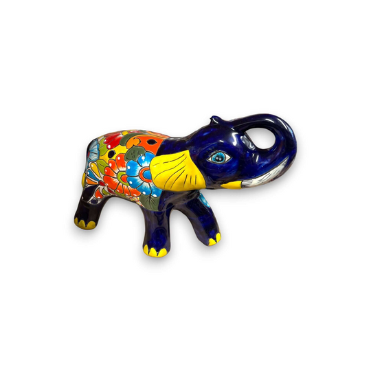 Colorful Talavera Elephant Coin Bank | Handmade Medium Piggy Bank - hand-painted Talavera elephant coin bank from Guanajuato, vibrant floral design