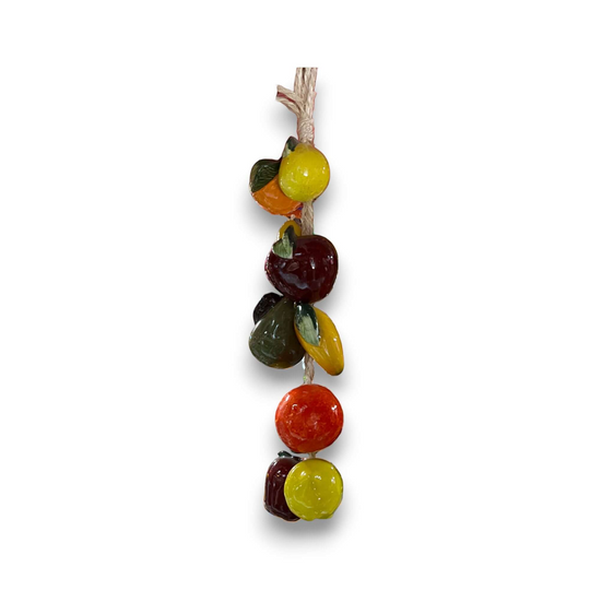 Hand-Painted Mexican Fruit Garland | Colorful Hanging Fruit Wall Art - hand-painted ceramic fruit garland with lemons, oranges and cherries on twine