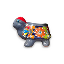 Small Talavera Turtle Planter | Hand-Painted Mexican Pottery vibrant hand-painted grey turtle planter with floral Talavera design, lead-free glaze