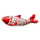 Handmade Talavera Fish Statue | Large Colorful Cultural Art - hand-painted red floral ceramic fish from Guanajuato, kiln-fired lead-free glaze