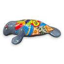 Mexican Handmade Seal Statue | Colorful Talavera Seal (Medium Size) hand-painted gray and multicolor Talavera ceramic seal sculpture