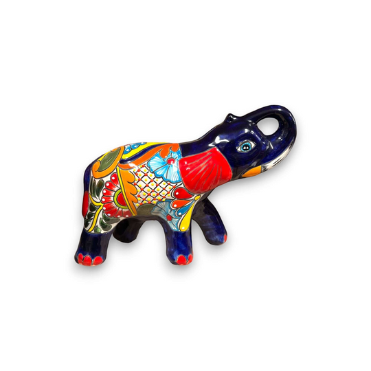Colorful Talavera Elephant Coin Bank | Handmade Medium Piggy Bank - hand-painted Talavera elephant coin bank from Guanajuato, Mexico