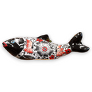 Handmade Talavera Fish Statue | Large Colorful Cultural Art - hand-painted black, red and white Talavera ceramic fish wall decor from Guanajuato