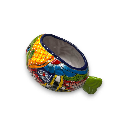 Small Talavera Fish Planter | Colorful Hand-Painted Mexican Statue Pottery - vibrant hand-painted Talavera fish planter, kiln-fired, lead-free glaze, Guanajuato