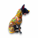 Huge Talavera Dog Statue | Colorful Mexican Ceramic Statue - hand-painted vibrant Talavera dog sculpture from Guanajuato, lead-free glaze