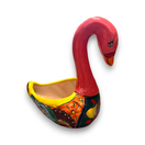 Large Talavera Swan Planter | Colorful Hand-Painted Mexican Pottery - hand-painted red swan ceramic planter with floral Talavera design