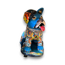 Talavera Frenchie Statue | Colorful Skateboarding Bulldog Art - handmade hand-painted Talavera bulldog on skateboard, vibrant Guanajuato ceramic
